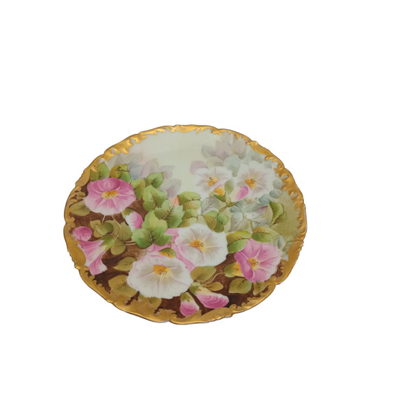 Tressemanes & Vogt T&V Limoges Hand Painted Floral Porcelain Plate - Picture 4 of 7